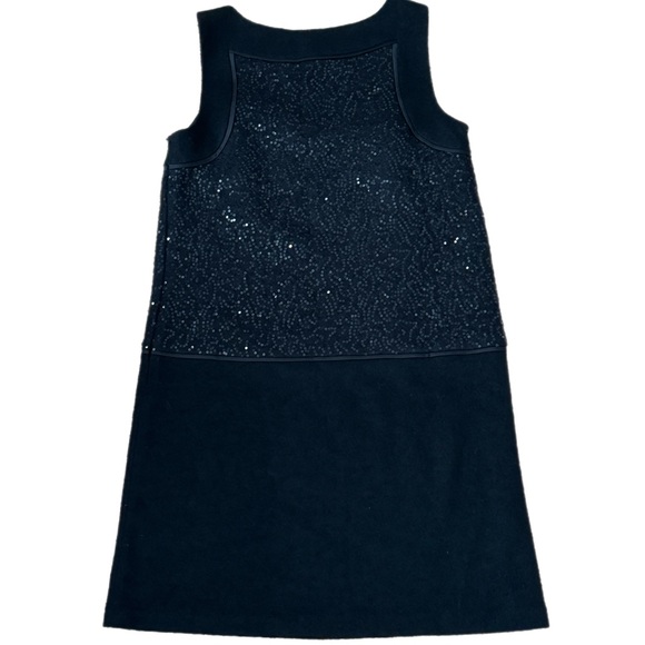Ann Taylor LOFT Sz 2 Shift Dress Black Wool Blend Sequin Bodice Sleeveless - Picture 2 of 5
